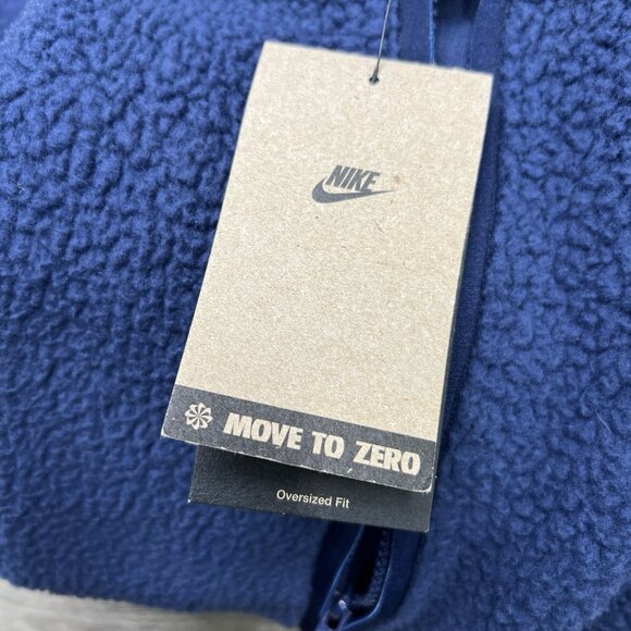 Nike Fleece Sherpa Jacket Size 2XL Mens Blue Black Winterized Full Zip Oversized - Picture 11 of 12